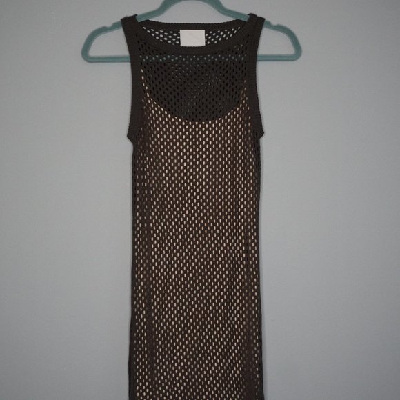 New Addison Women Dark Gray with Beige Slip Dress size M/L - Picture 4 of 11